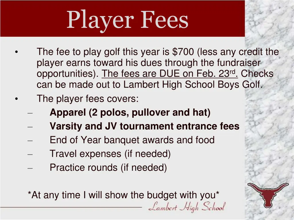 player fees