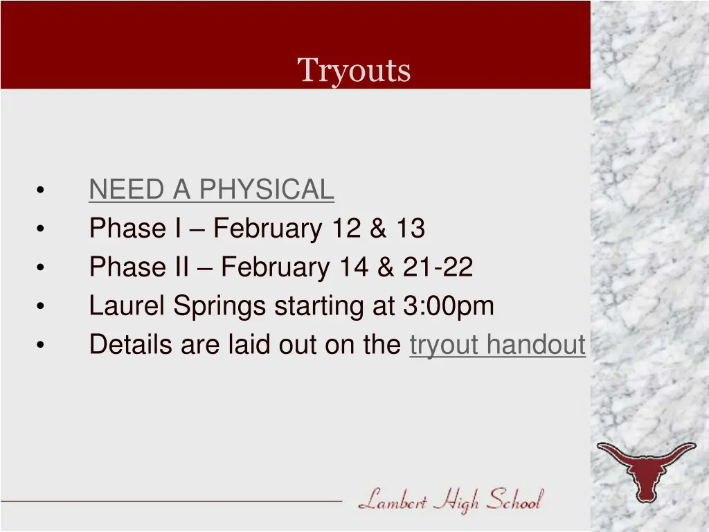 tryouts