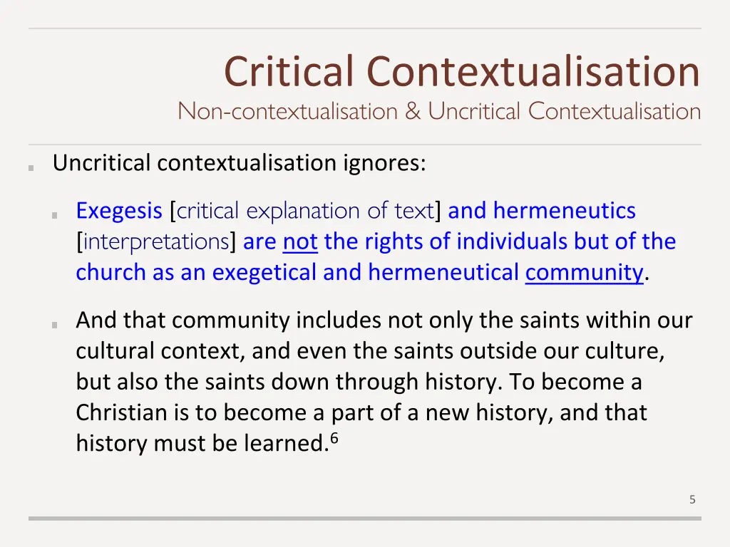 critical contextualisation non contextualisation 1