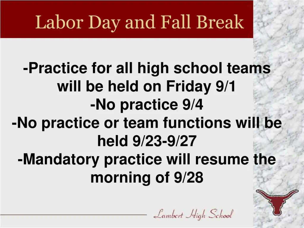 labor day and fall break