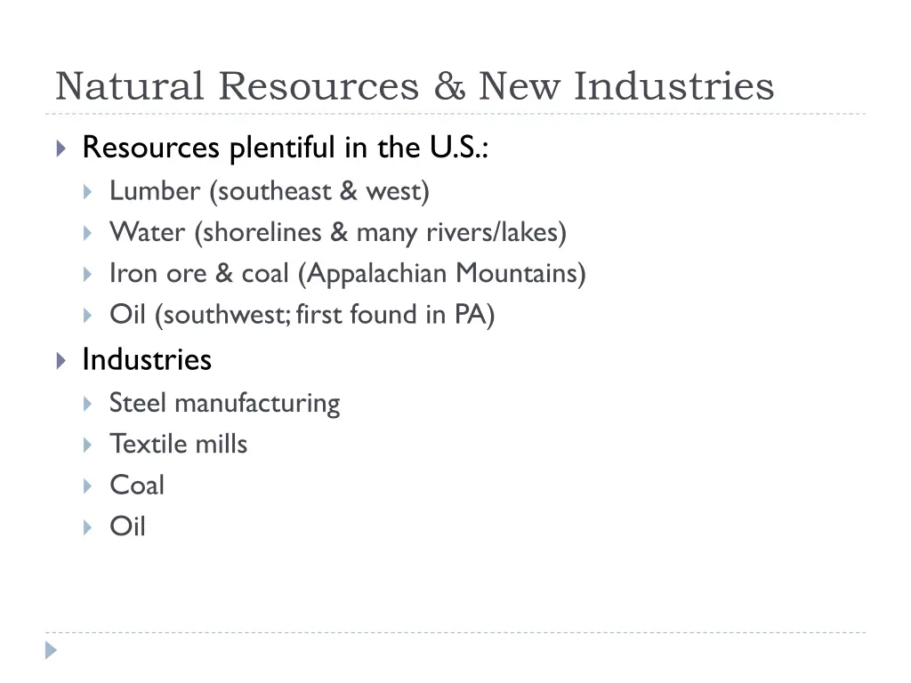 natural resources new industries