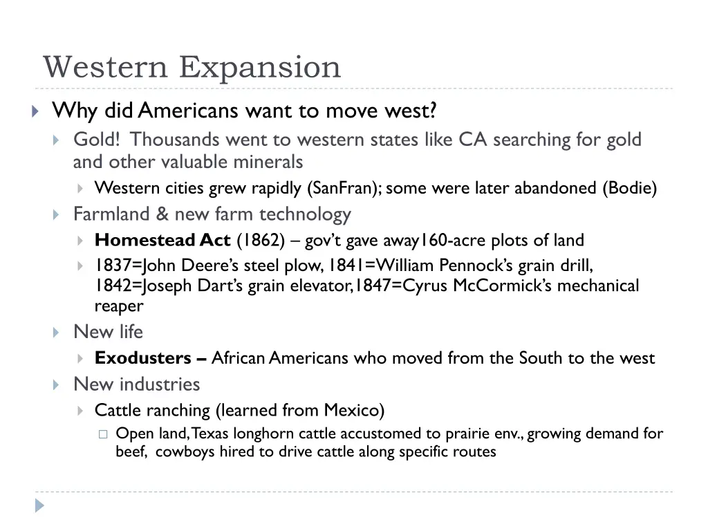 western expansion