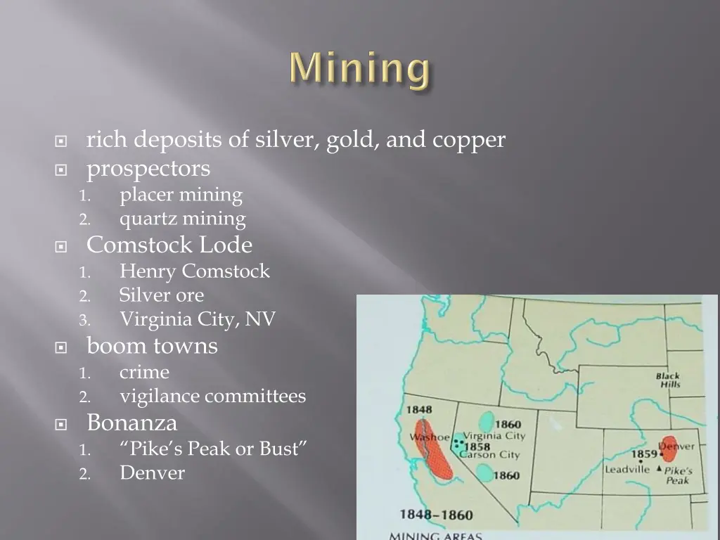 rich deposits of silver gold and copper