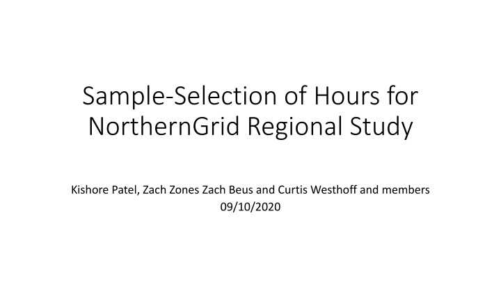 sample selection of hours for northerngrid