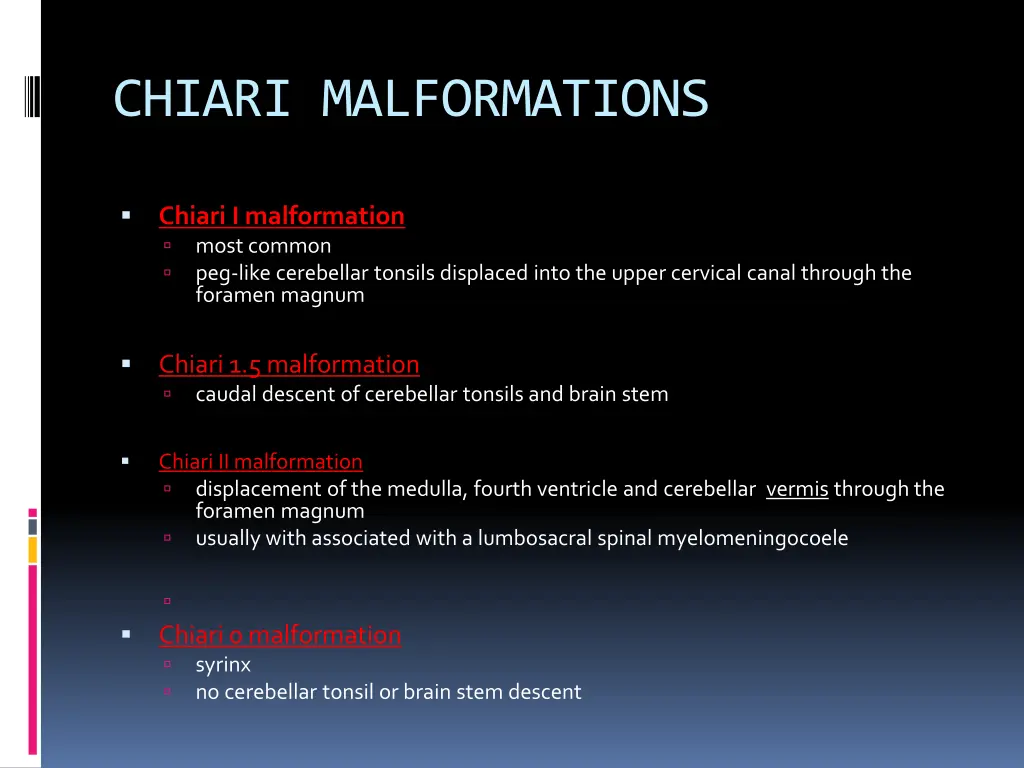 chiari malformations