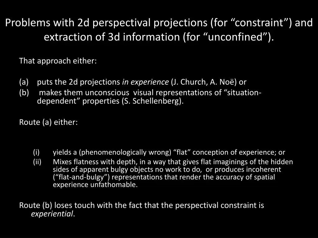 problems with 2d perspectival projections