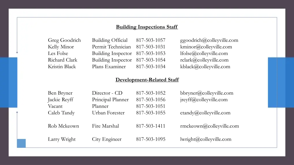 building inspections staff