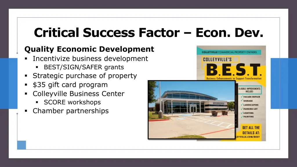 critical success factor econ dev