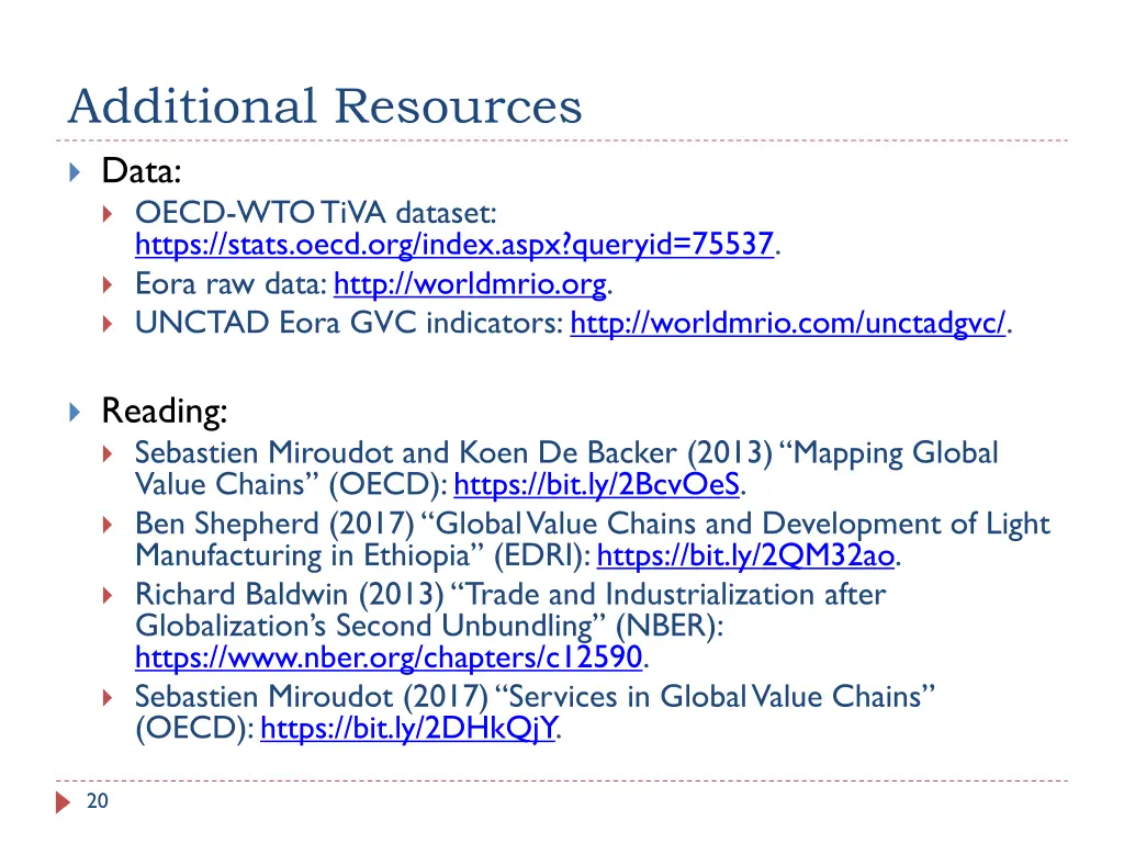 additional resources data oecd wto tiva dataset