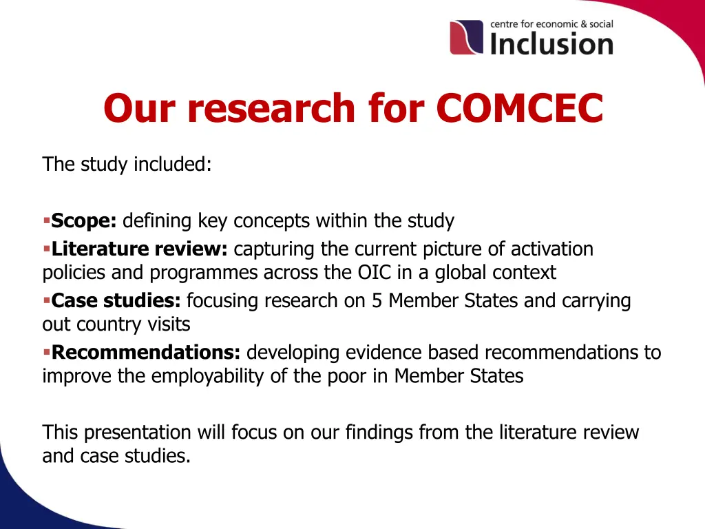 our research for comcec 1