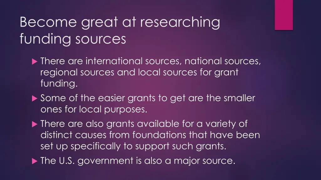 become great at researching funding sources