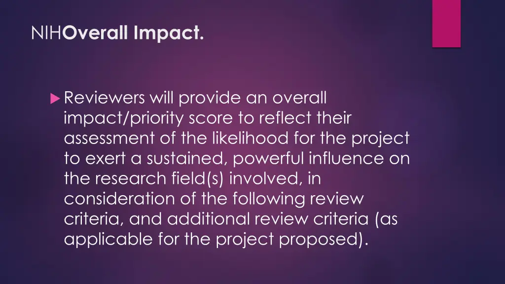 nih overall impact