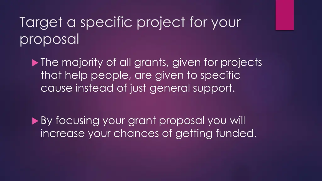 target a specific project for your proposal