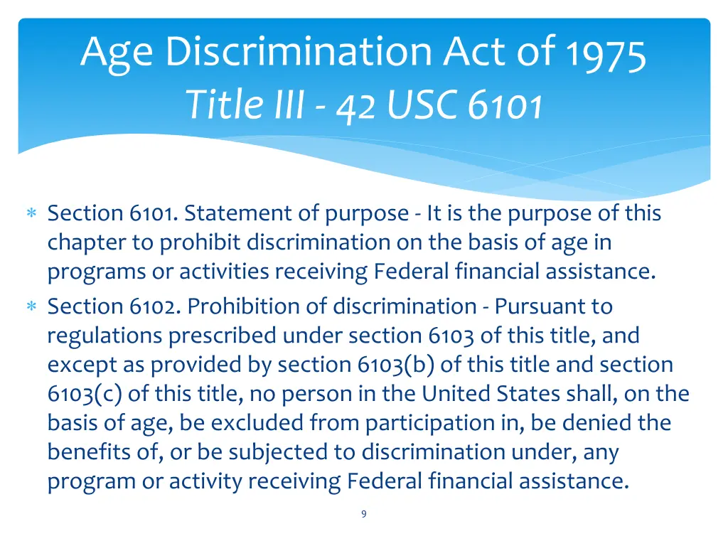 age discrimination act of 1975 title