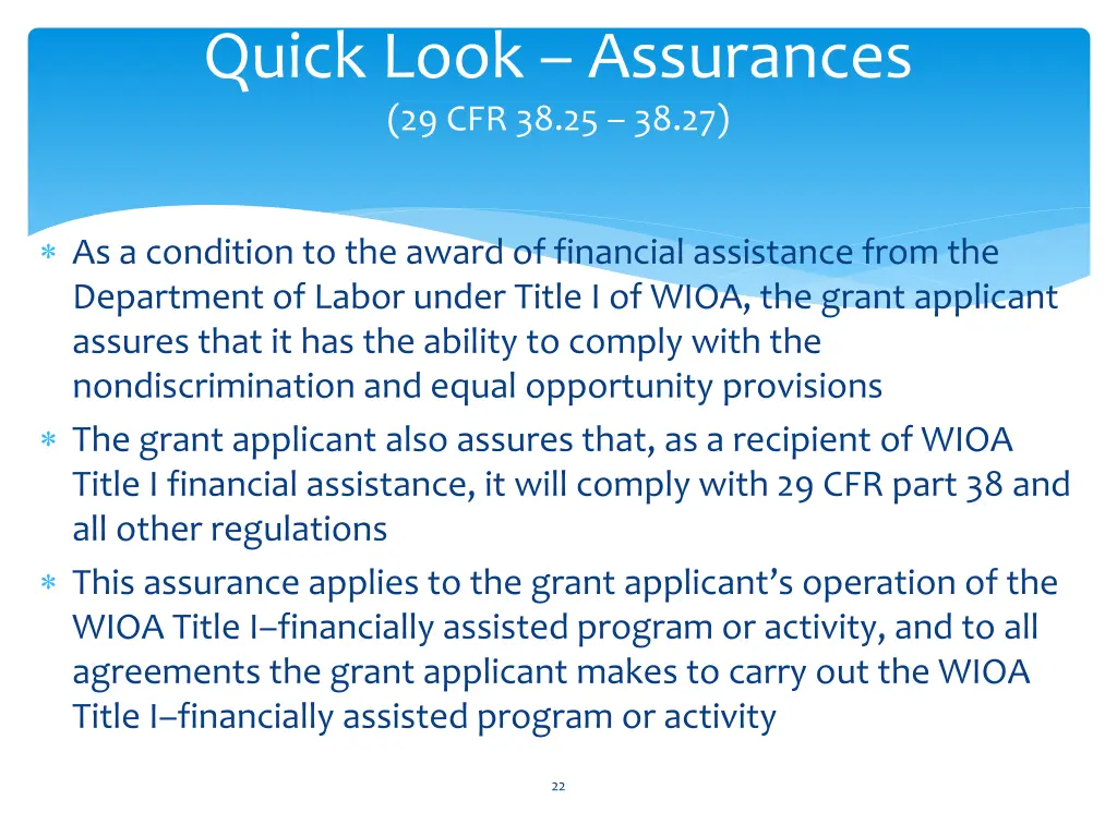 quick look assurances 29 cfr 38 25 38 27