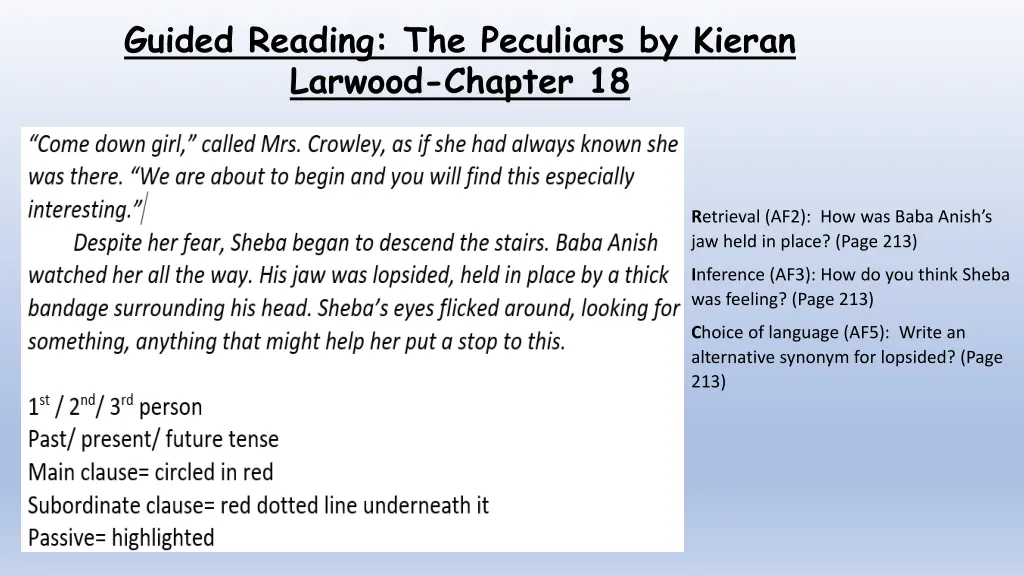 guided reading the peculiars by kieran larwood