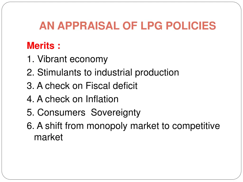 an appraisal of lpg policies