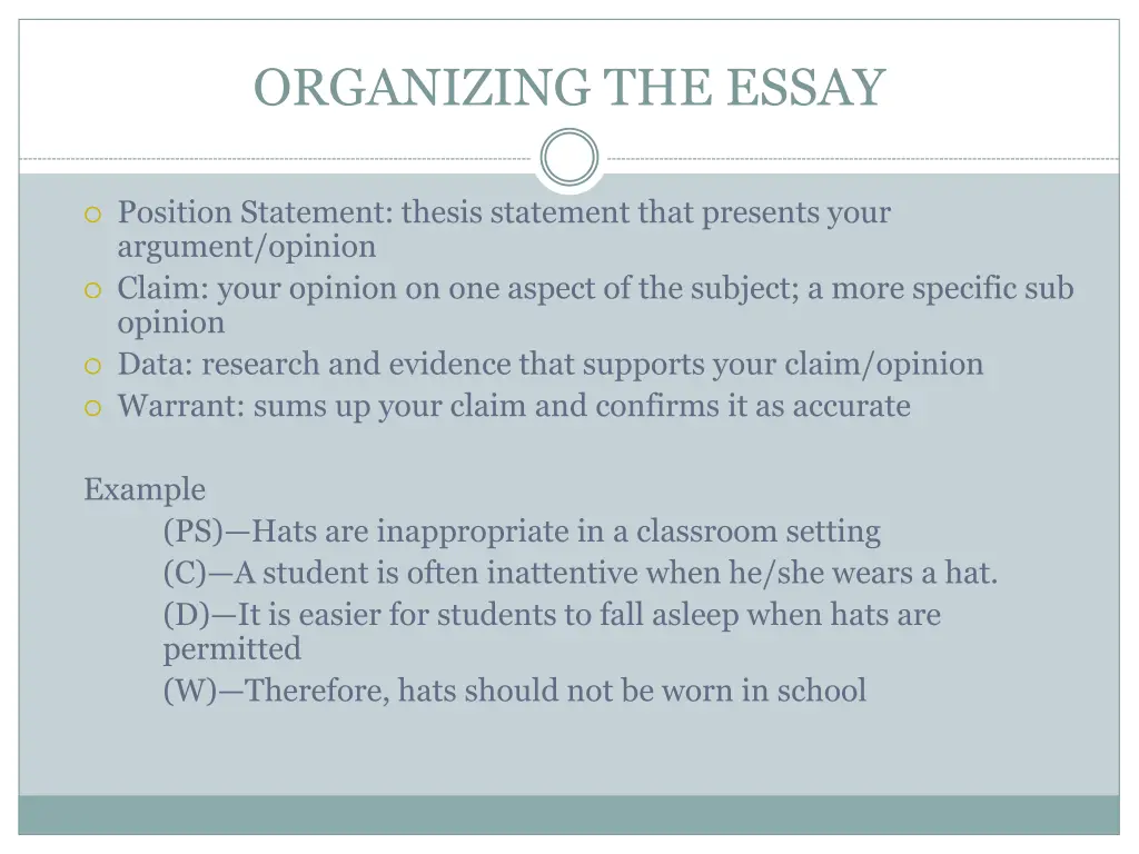 organizing the essay 2