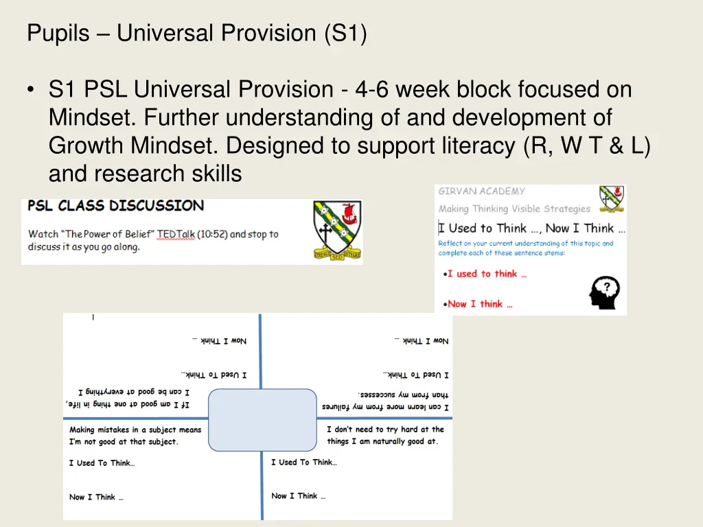 pupils universal provision s1 1