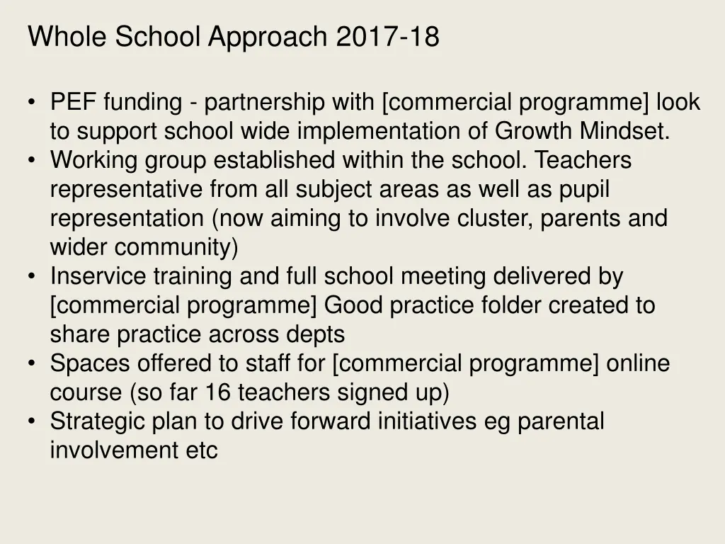 whole school approach 2017 18