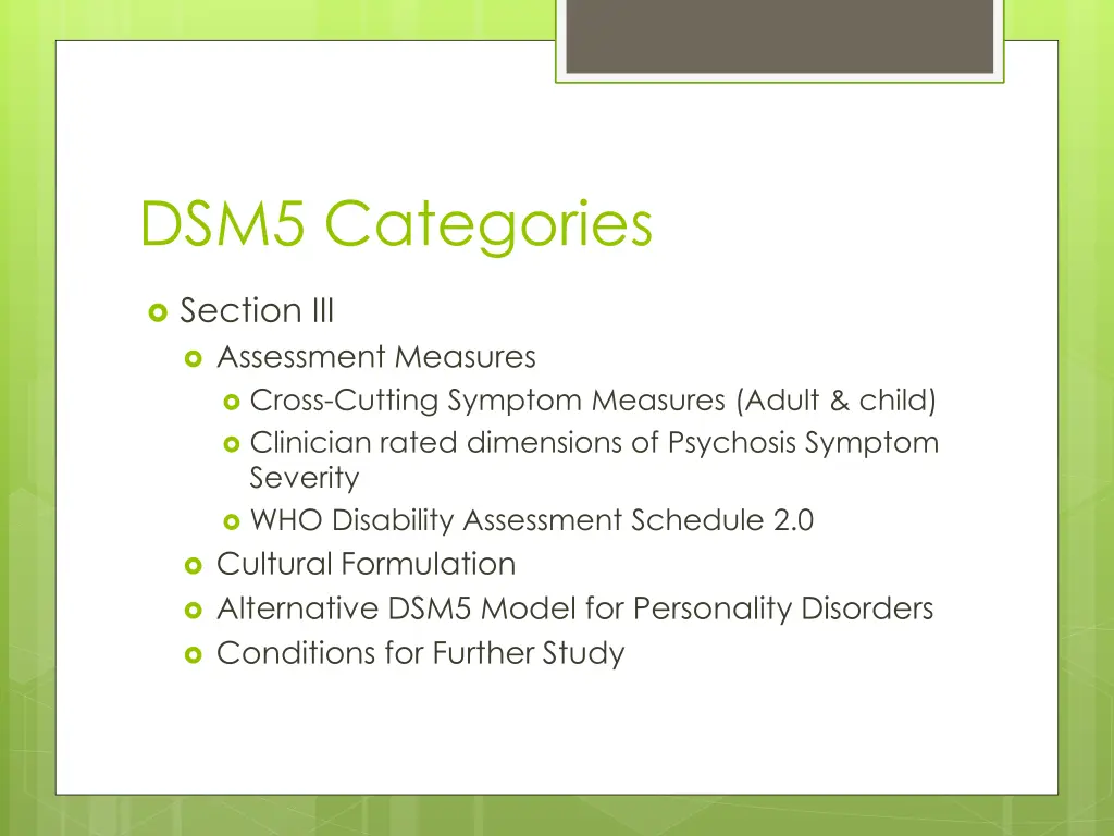 dsm5 categories 2