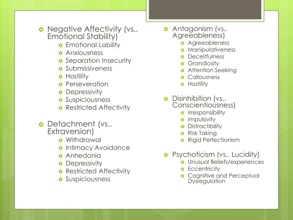 negative affectivity vs emotional stability