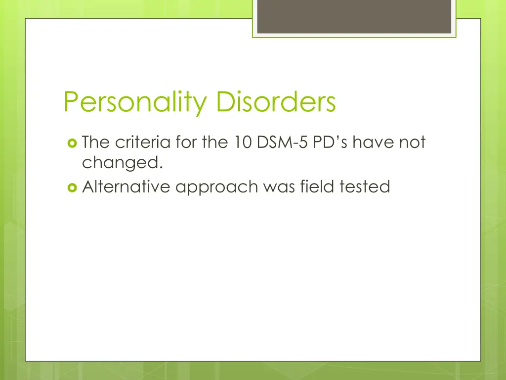 personality disorders