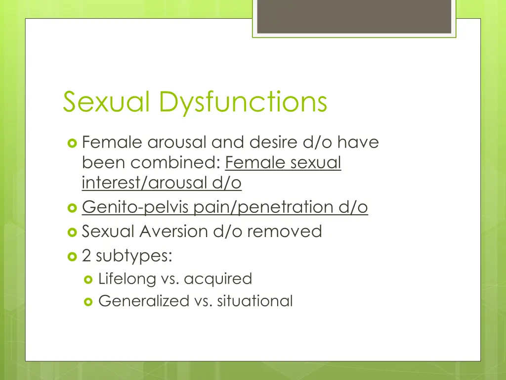 sexual dysfunctions