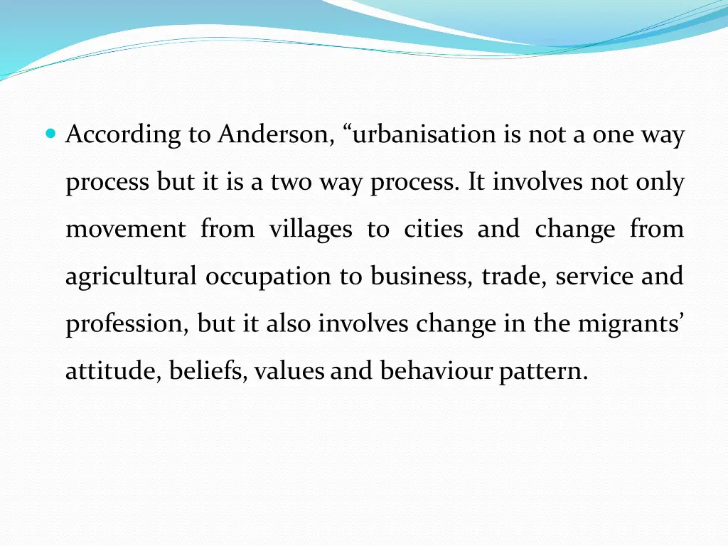 according to anderson urbanisation