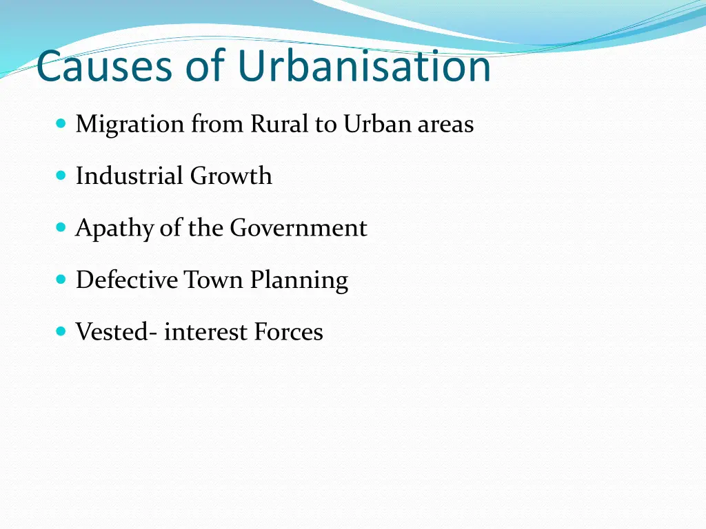 causes of urbanisation