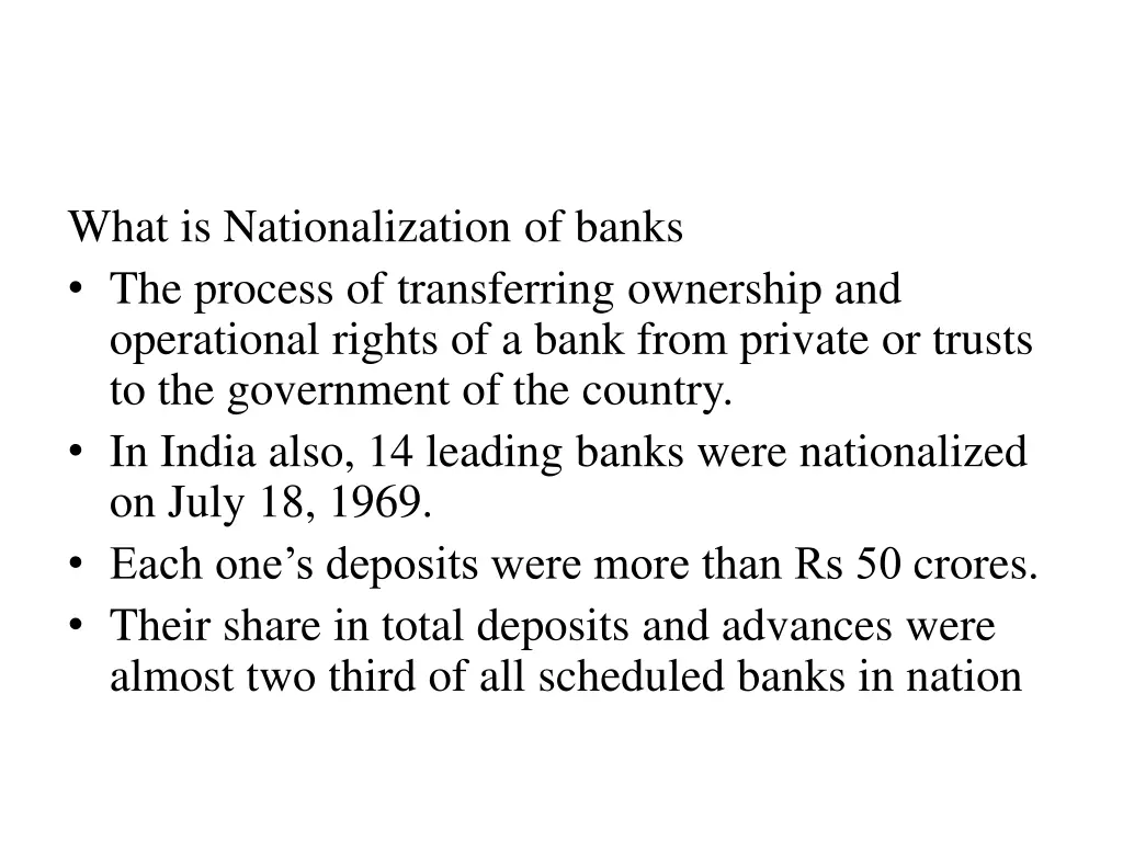 what is nationalization of banks the process