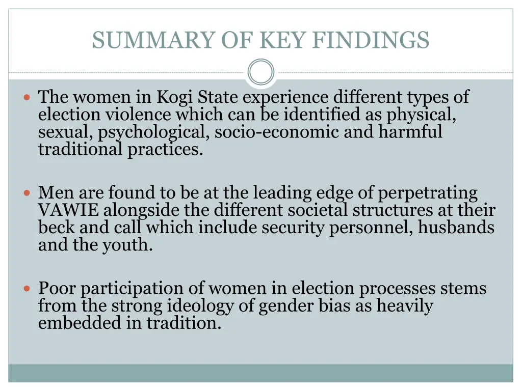 summary of key findings