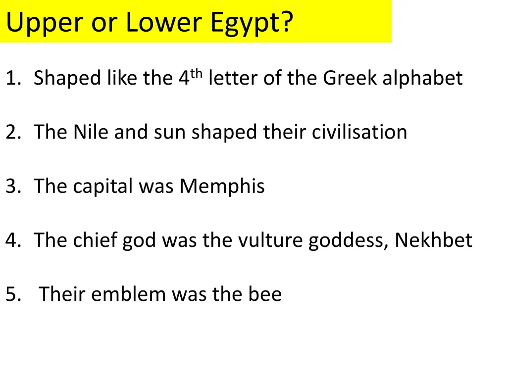 upper or lower egypt