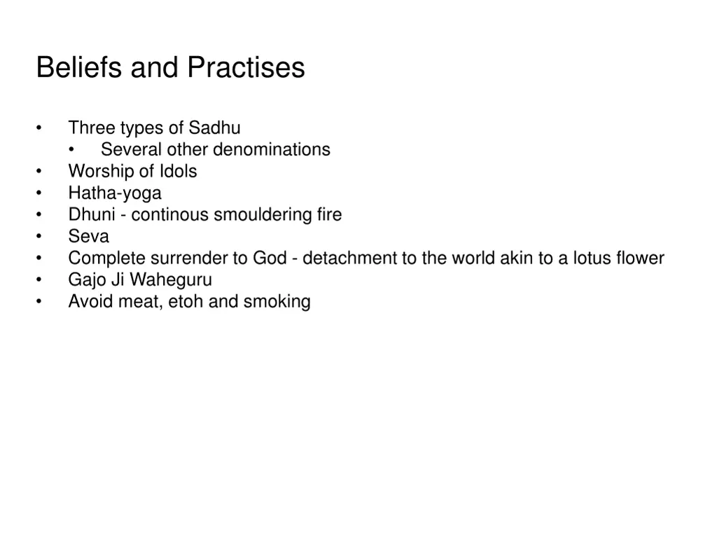 beliefs and practises