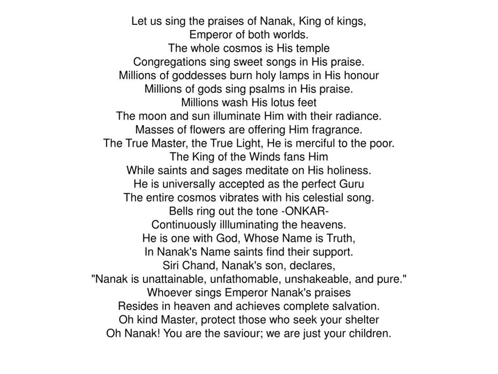 let us sing the praises of nanak king of kings