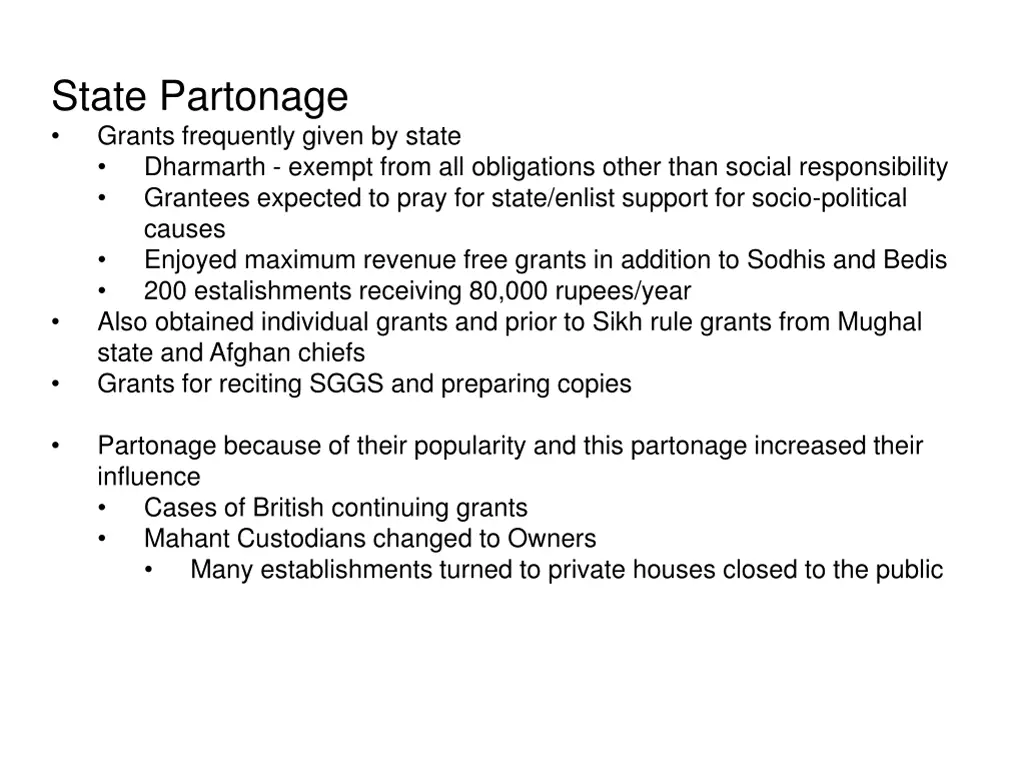 state partonage grants frequently given by state