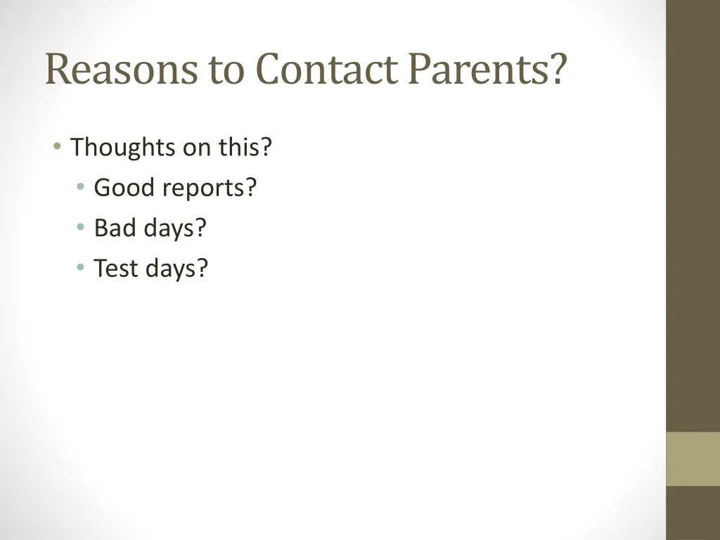 reasons to contact parents