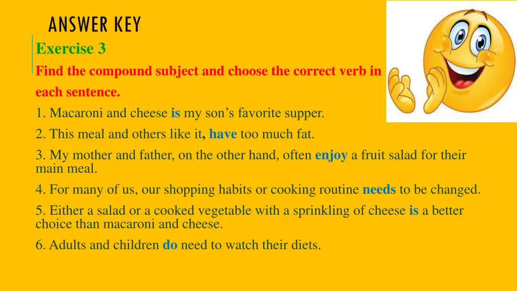 answer key exercise 3 find the compound subject