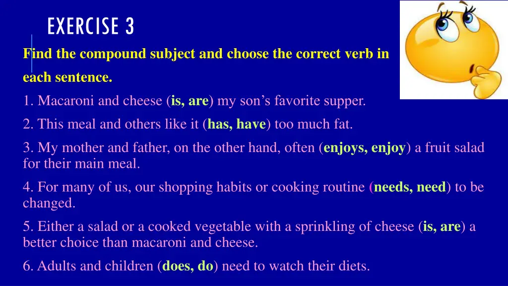 exercise 3 find the compound subject and choose