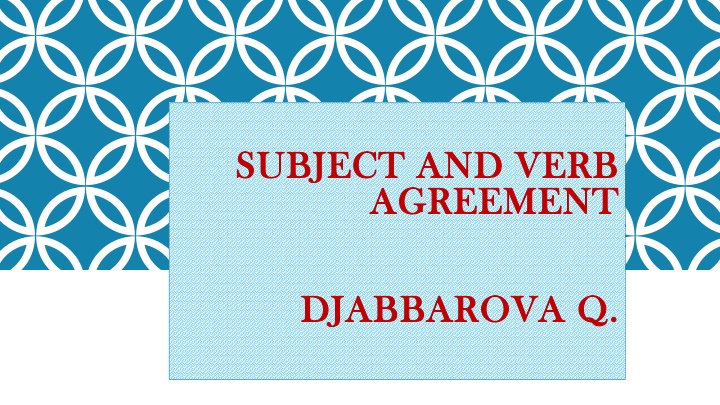 subject and verb subject and verb agreement