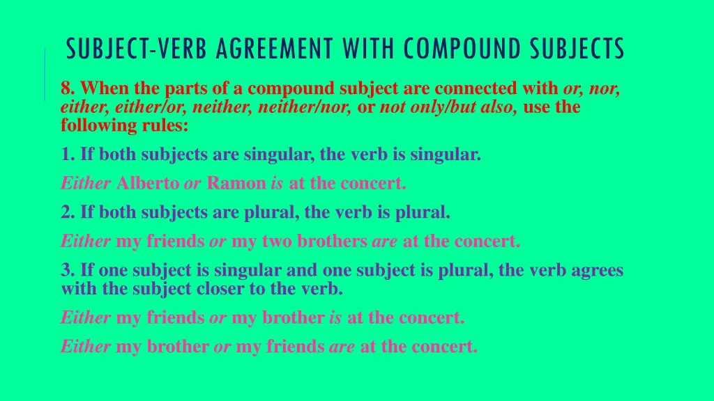 subject verb agreement with compound subjects 1