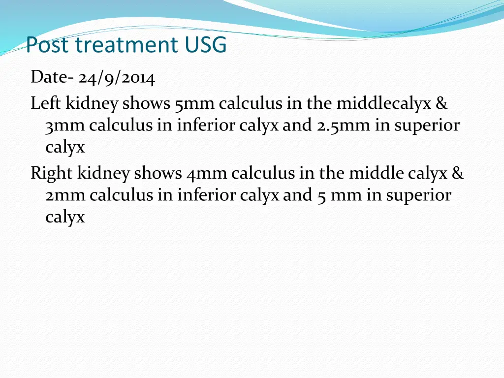 post treatment usg