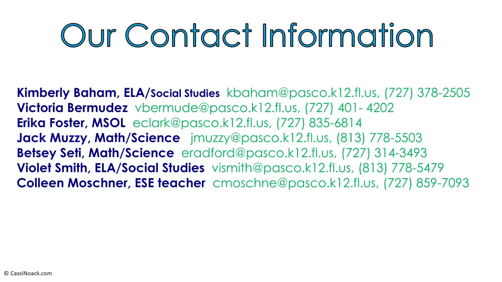 our contact information