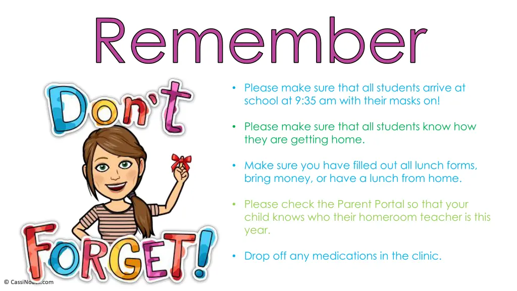 remember please make sure that all students