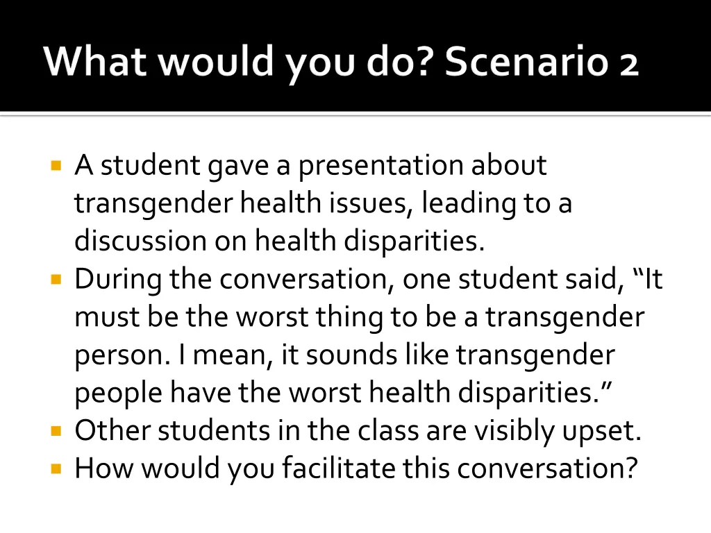 a student gave a presentation about transgender