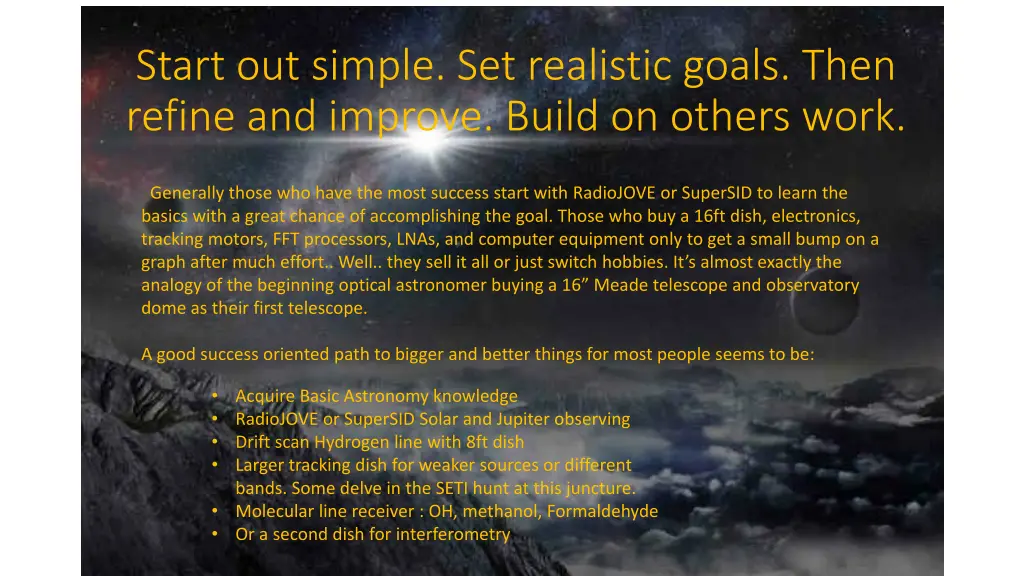 start out simple set realistic goals then refine