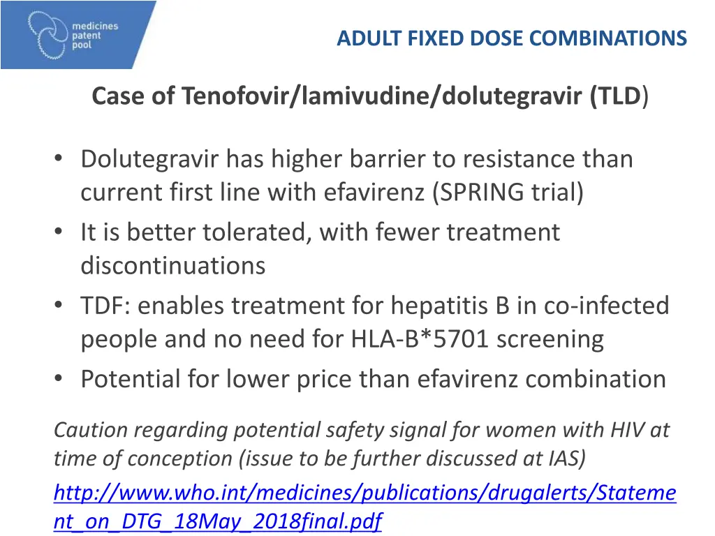 adult fixed dose combinations