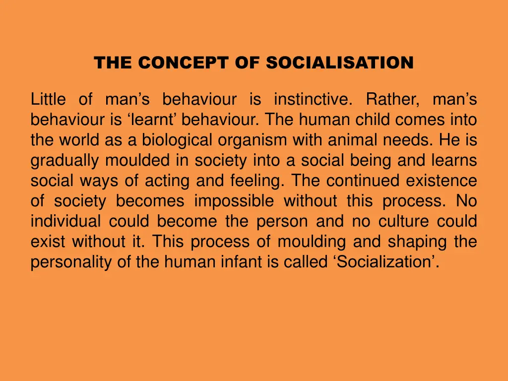 the concept of socialisation