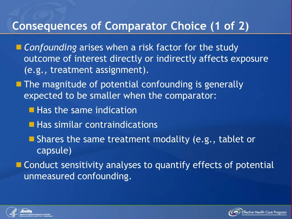 consequences of comparator choice 1 of 2