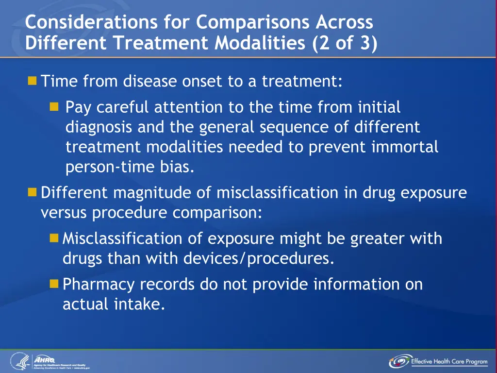 considerations for comparisons across different 1